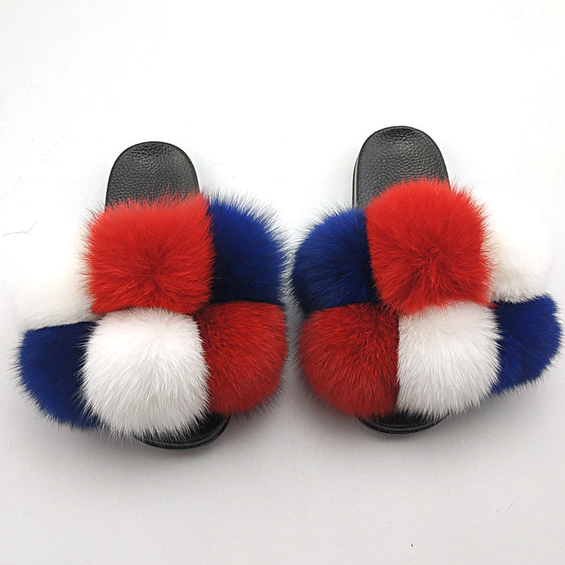 New SeasonSummer Women Slippers Faux Fur Slides For Women Fluffy Slippers House Shoes Woman Slippers Open Toe Fuzzy Fur Slippers Girls Fluffy House Slides Outdoor Indoor Slippers