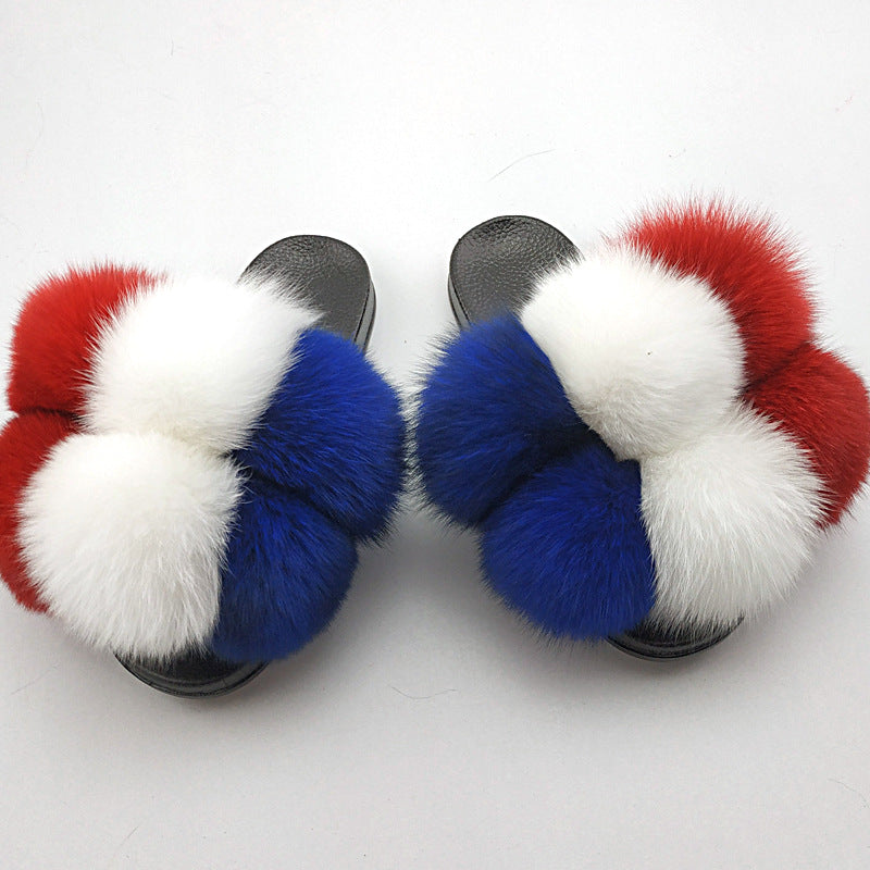 New SeasonSummer Women Slippers Faux Fur Slides For Women Fluffy Slippers House Shoes Woman Slippers Open Toe Fuzzy Fur Slippers Girls Fluffy House Slides Outdoor Indoor Slippers