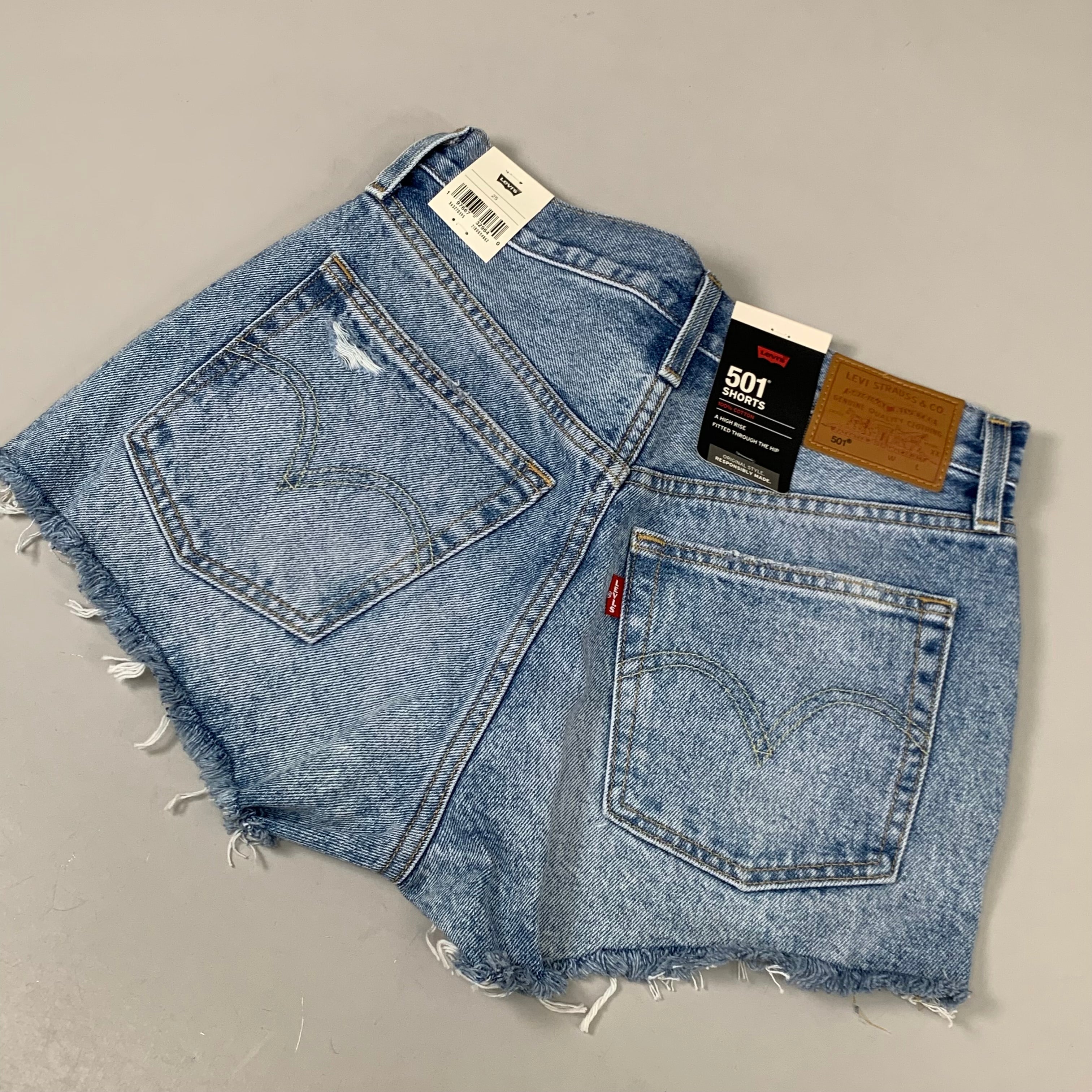 LEVIS 501 Original Fit High Rise Shorts Medium Wash Women's Sz 25 Mega Vibe Blue