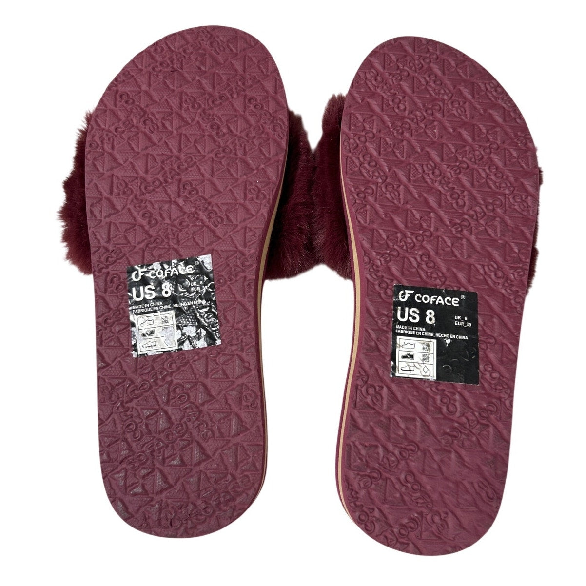 Coface Womens Size 8 Magenta Pink Slide On Fuzzy Flip Flop House Slippers