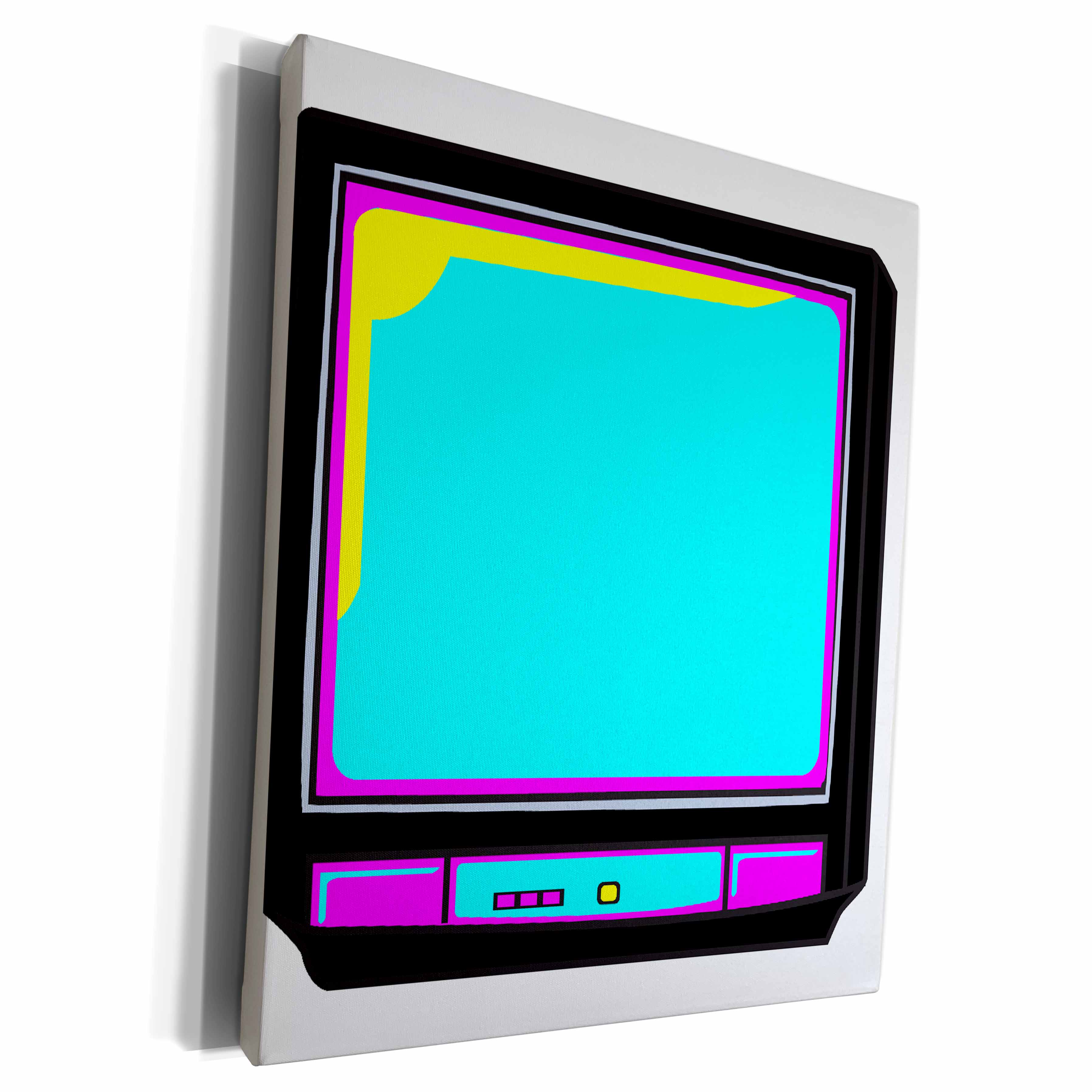 3dRose CMYK Retro Television Tv Set Vector Cartoon - Museum Grade Canvas Wrap (cw_102405)