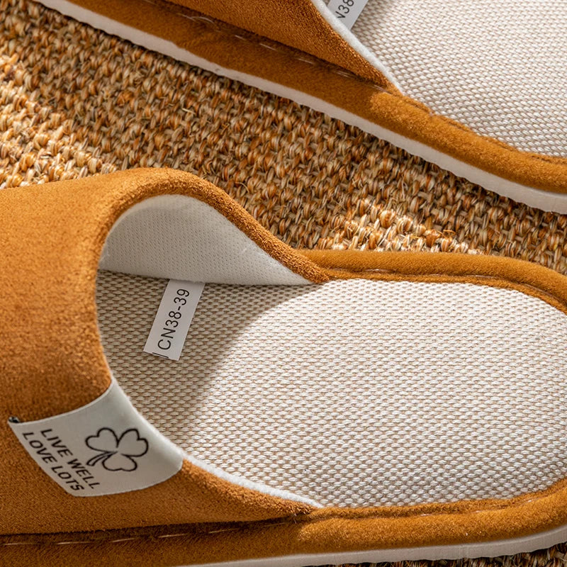 Slippers for Men，Non-Slip Soft-Soled Indoor House Slippers for Spring&Summer, All-Season Linen Home Comfortable Slippers